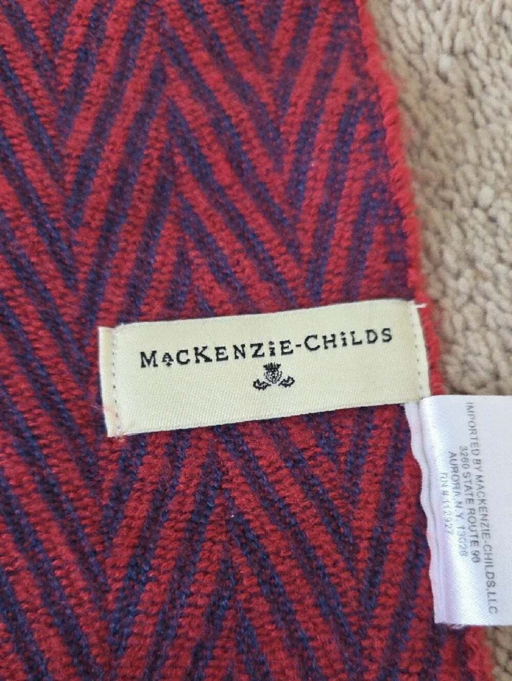 MacKenzie-Childs Red And Blue Chevron Throw 50x60